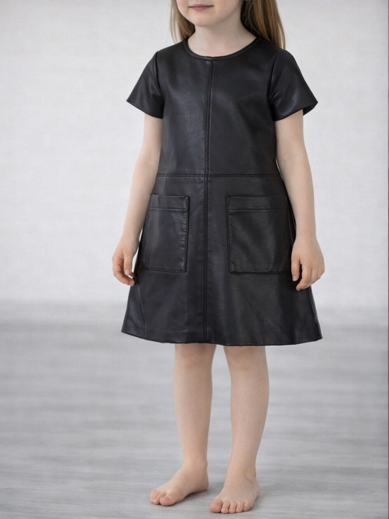 Habitual Other - Habitual Black Faux Leather Pocket Dress for Girls